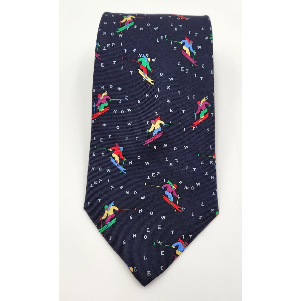 Alynn Neckwear‎ Men's Tie - Let It Snow - 100% Silk - Skiing